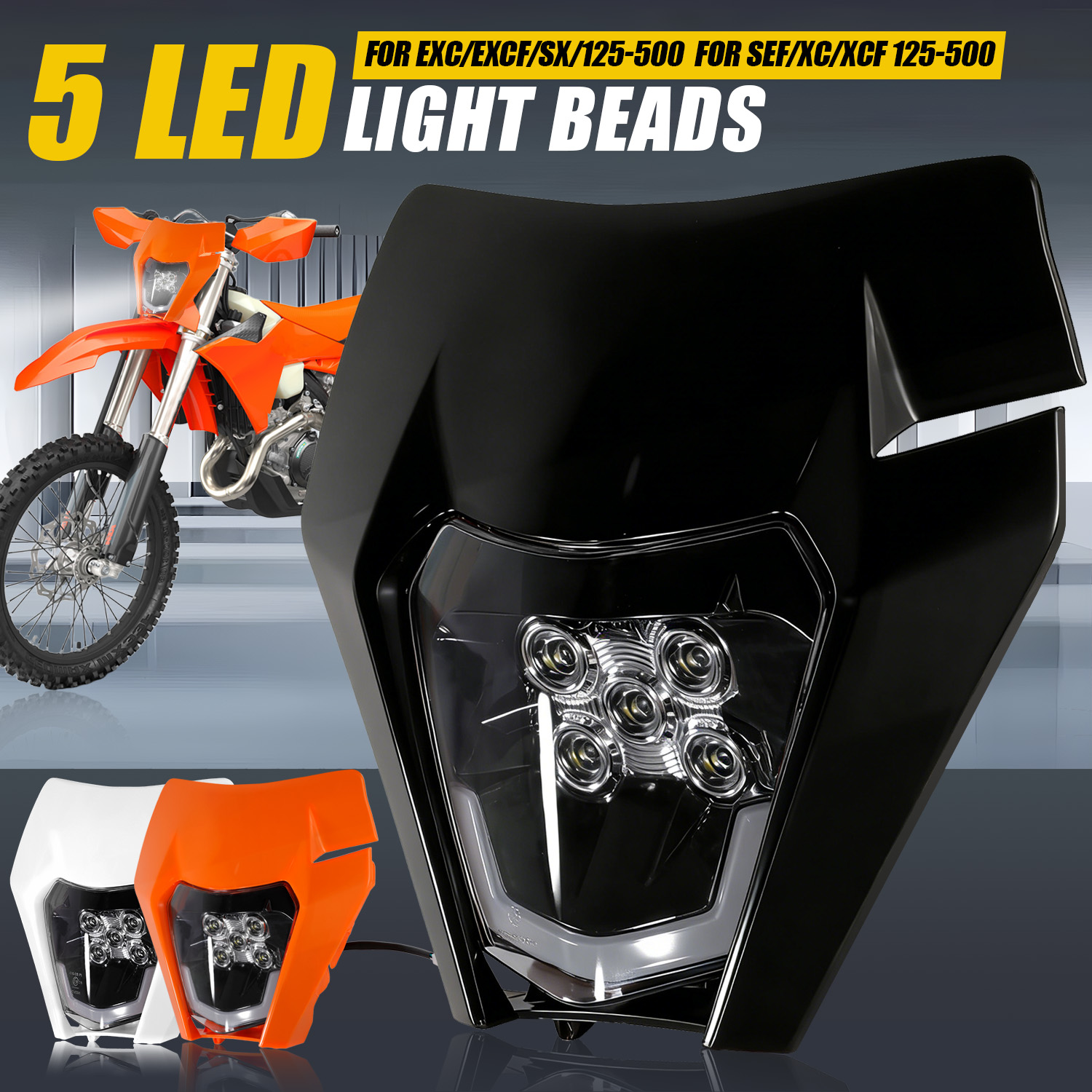 Universal Motorcycle Led Headlight Projector - ไฟหน้า LED 5 ดวง สำหรับ KTM