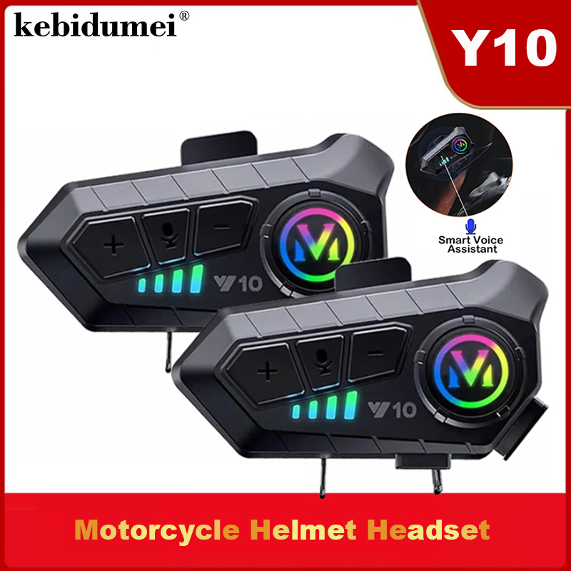 Full Face Motorcycle Helmet With Bluetooth - Y10 บลูทูธ 5.3 ชุดหูฟังไร้สายแฮนด์ฟรีชุดโทรศัพท์มอเตอร์ไซค์กันน้ำหูฟังเครื่องเล่นเพลงลำโพงสำหรับโมโต