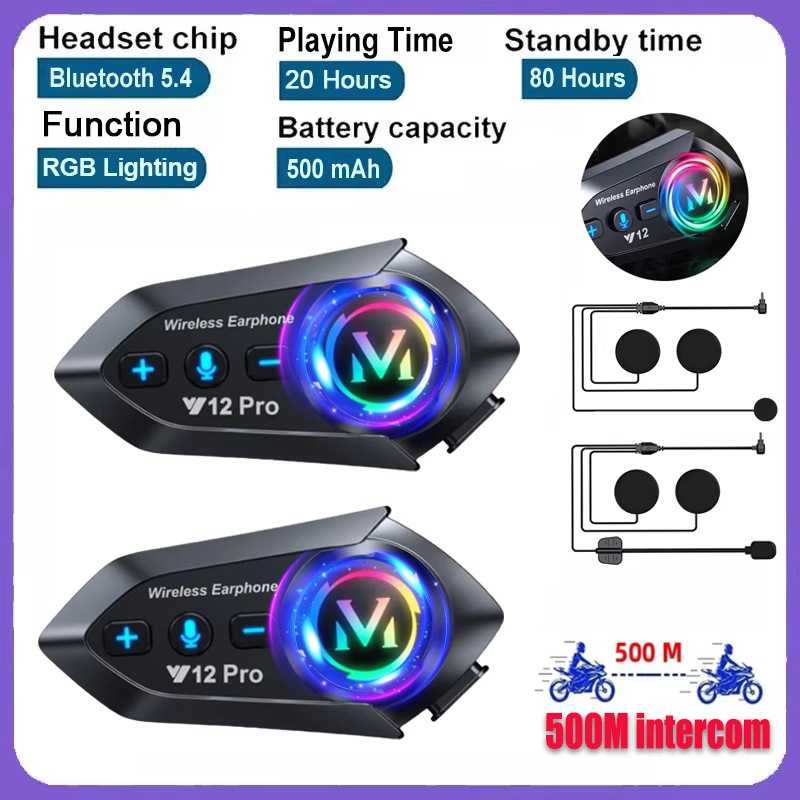 Universal Motorcycle Helmet Intercom Headset - Y20 Pro 1/2x ชุดหูฟังอินเตอร์คอมสำหรับมอเตอร์ไซค์ บลูทูธ 5.4