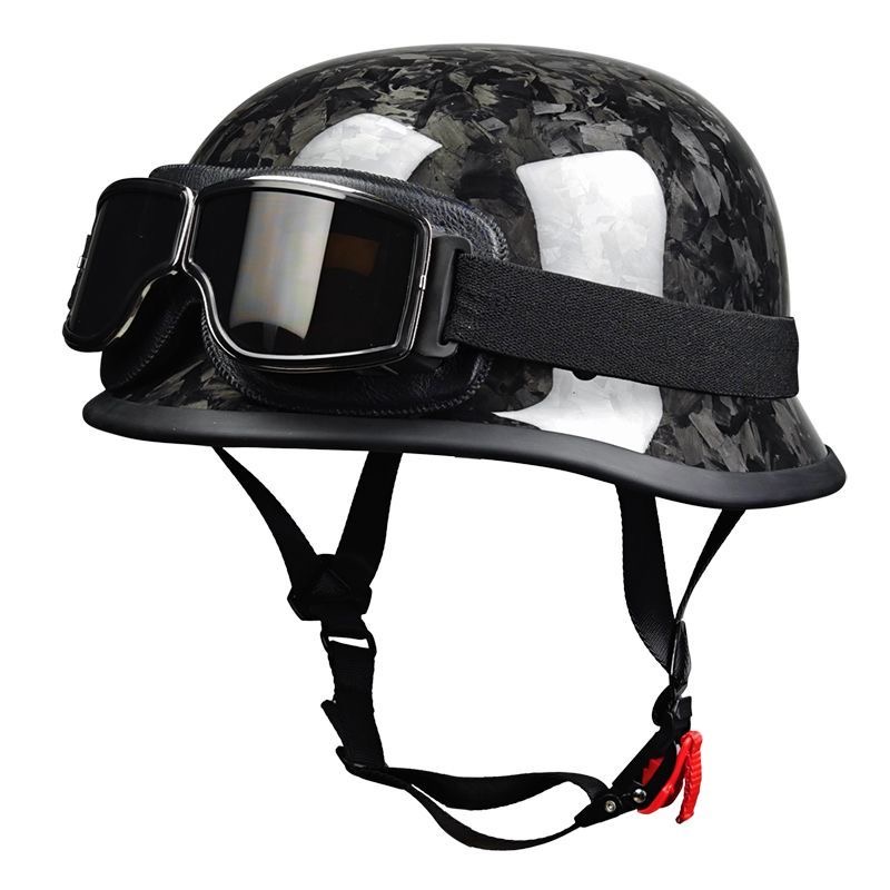 Carbon Fiber Lightweight Motorcycle Helmet - หมวกกันน็อคครึ่งคาร์บอนไฟเบอร์ปลอมแปลงระดับพรีเมียม น้ําหนักเบาและทนทาน เหมาะสําหรับผู้ขับขี่รถจักรยานยนต์ที่กําลังมองหาความปลอดภัยสไตล์