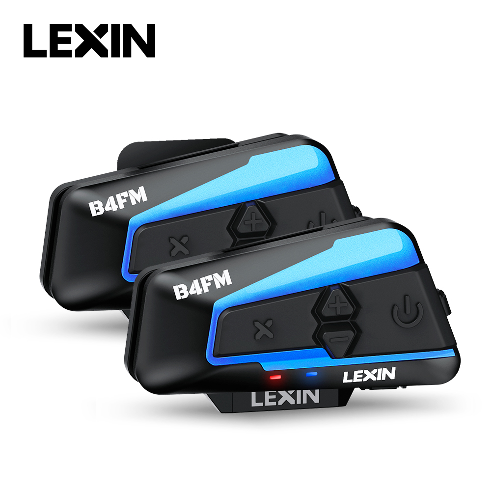 Universal Motorcycle Helmet Intercom Headset - Lexin ชุดหูฟังบลูทูธแบบอินเทอร์คอมสำหรับมอเตอร์ไซค์, ชุดหูฟังหมวกกันน็อกสื่อสารไร้สาย5.0 BT 10ผู้ขับขี่ B4FM-X