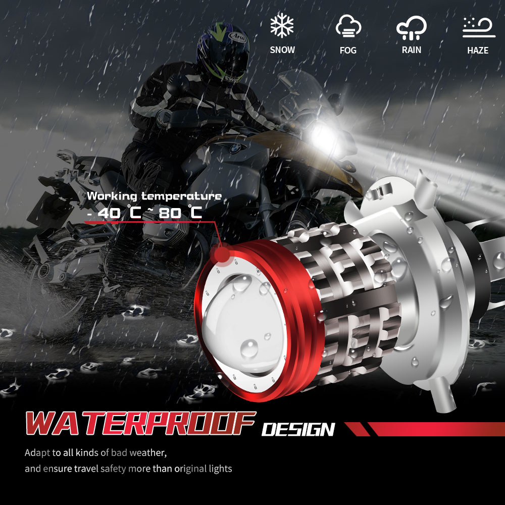 Universal Motorcycle Led Headlight Projector - ไฟหน้ารถจักรยานยนต์ LED อเนกประสงค์ H4 BA20D H6ทรงตานางฟ้าหลอดไฟ