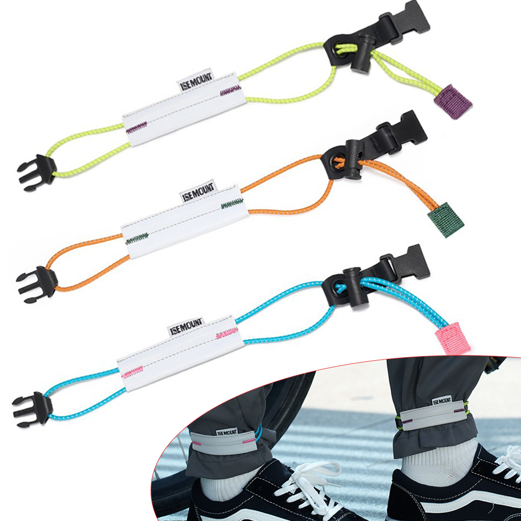 Riding Gear - สายรัดกางเกงปั่นจักรยานแบบสะท้อนแสง สายรัดขาจักรยานแบบปรับได้ แถบสะท้อนแสงเพื่อความปลอดภัยสำหรับจักรยานเสือหมอบ อุปกรณ์ขี่จักรยานกลางคืน
