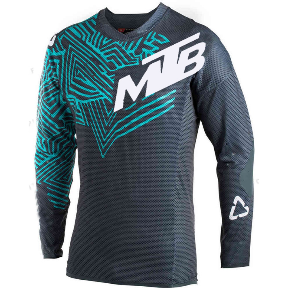 Riding Gear - เสื้อปั่นจักรยานแขนยาวสำหรับกิจกรรมกลางแจ้ง พิมพ์ลาย MTB ระบายอากาศได้ดี ผ้าตาข่าย เสื้อเจอร์ซีย์สำหรับปั่นจักรยานเสือภูเขา