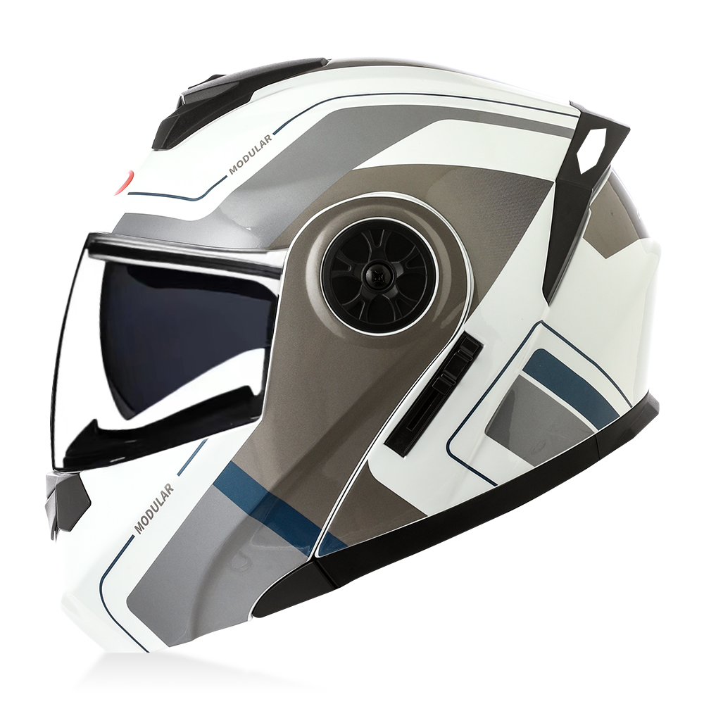 Modular Flip Up Motorcycle Helmet Dot Approved - หมวกกันน็อคแบบเปิดคางคุณภาพสูง สำหรับรถจักรยานยนต์ เลนส์คู่ โครงสร้าง ABS แบบเต็มใบ