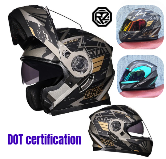 Modular Flip Up Motorcycle Helmet Dot Approved - Orz Full Face Dual Visor หมวกกันน็อครถจักรยานยนต์