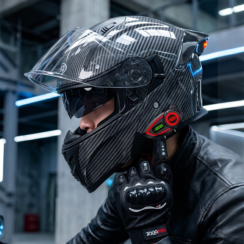 Modular Flip Up Motorcycle Helmet Dot Approved - หมวกกันน็อคมอเตอร์ไซค์วัสดุ ABS แบบสองชั้นพร้อมบลูทูธ ไฟท้าย LED ได้รับมาตรฐาน
