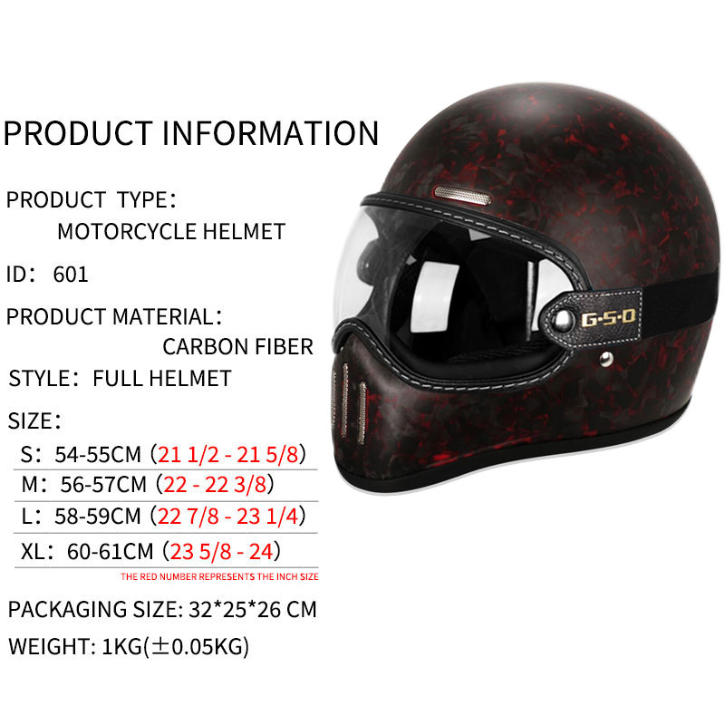 ใหม่ Retro คาร์บอนไฟเบอร์หมวกก - Carbon Fiber Lightweight Motorcycle Helmet บทวิจารณ์และราคา
