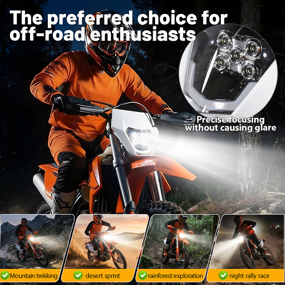 ไฟหน้า LED 5 ดวง สำหรับ KTM SX - Universal Motorcycle Led Headlight Projector บทวิจารณ์และราคา