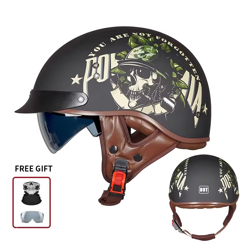 หมวกกันน็อคมอเตอร์ไซค์แบบเปิดห - Vintage Open Face Retro Helmet บทวิจารณ์และราคา