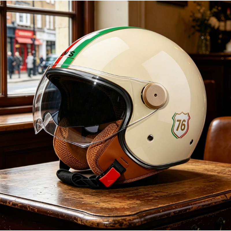 หมวกกันน็อคแบบเปิดหน้า 3/4 สำห - Vintage Open Face Retro Helmet บทวิจารณ์และราคา