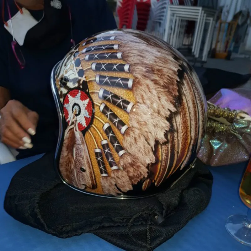 สีดำ Vintage หมวกกันน็อครถจักร - Vintage Open Face Retro Helmet บทวิจารณ์และราคา