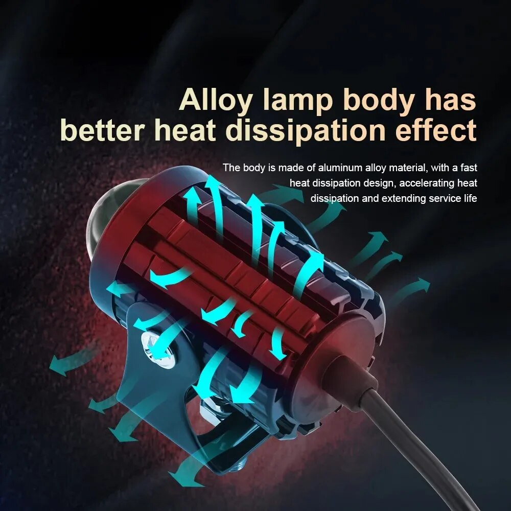 ไฟหน้ารถจักรยานยนต์ LED อเนกปร - Universal Motorcycle Led Headlight Projector บทวิจารณ์และราคา