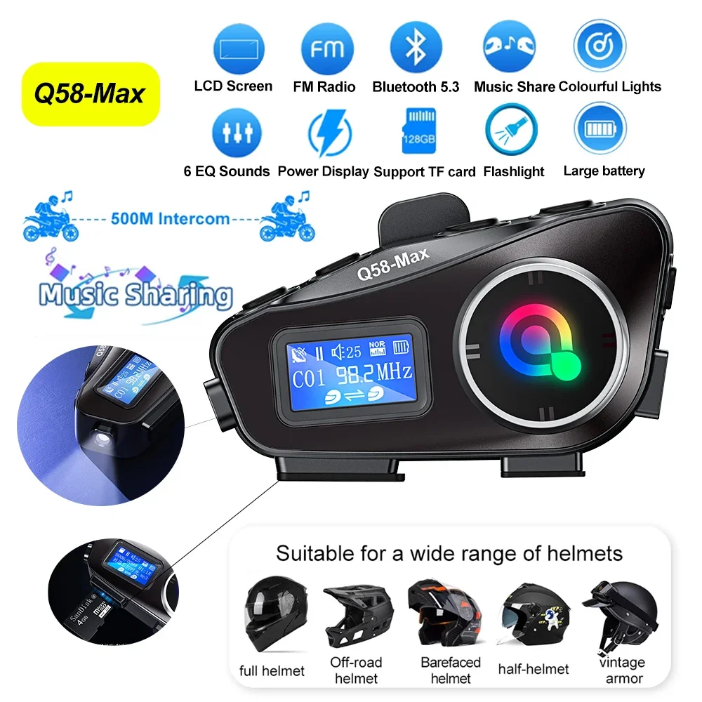 หมวกกันน็อคอินเตอร์คอมหน้าจอขน - Universal Motorcycle Helmet Intercom Headset บทวิจารณ์และราคา