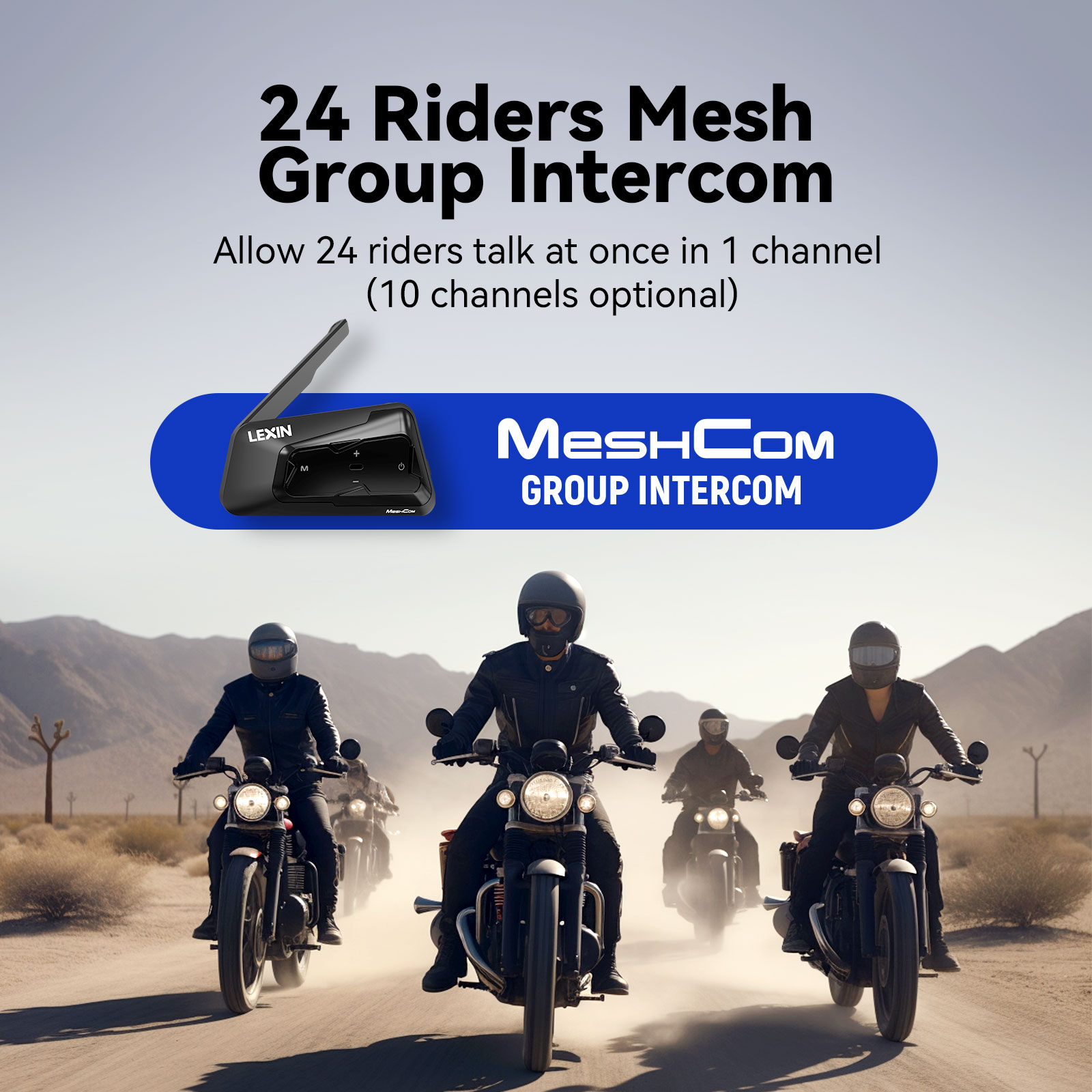 Lexin-meshcom มอเตอร์ไซค์ตาข่า - Universal Motorcycle Helmet Intercom Headset บทวิจารณ์และราคา