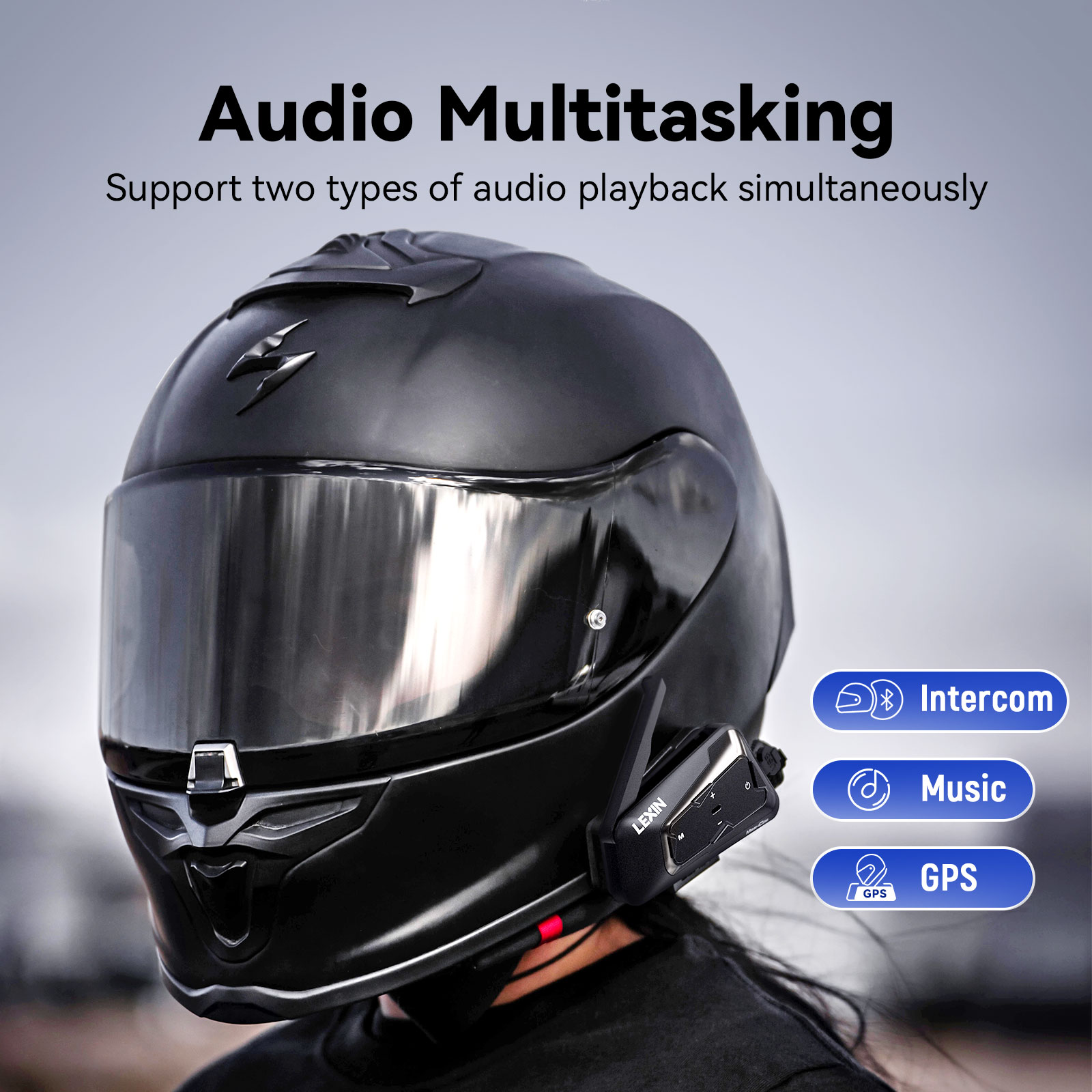 Lexin-meshcom มอเตอร์ไซค์ตาข่า - Universal Motorcycle Helmet Intercom Headset บทวิจารณ์และราคา