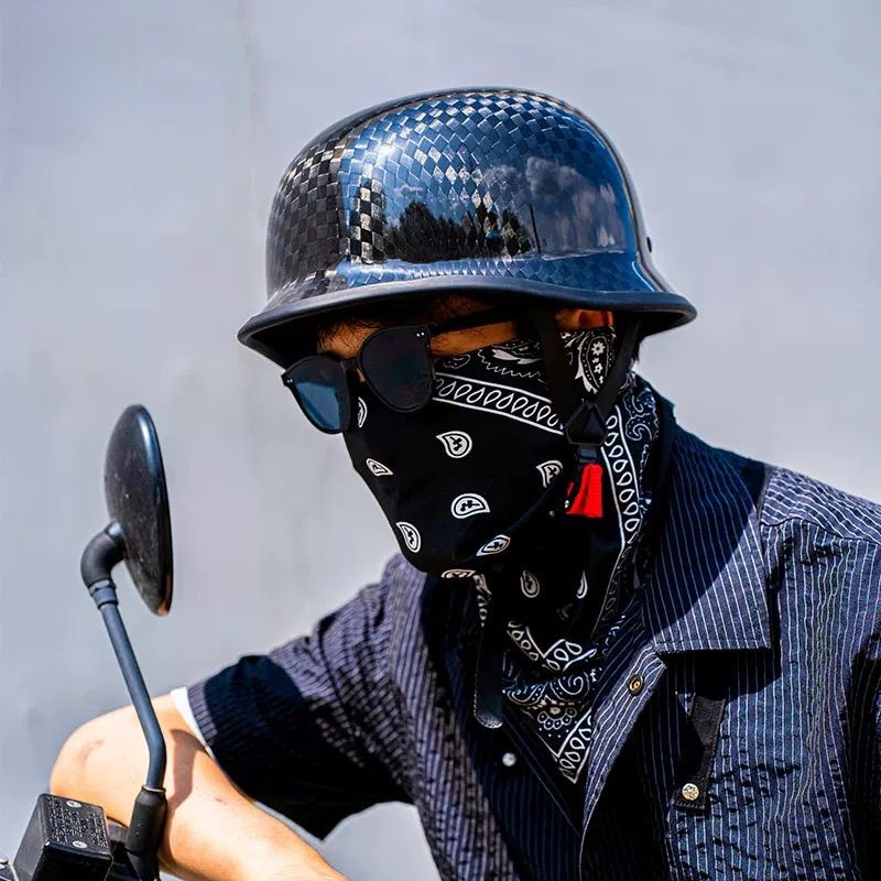 หมวกกันน็อคครึ่งคาร์บอนไฟเบอร์ - Carbon Fiber Lightweight Motorcycle Helmet บทวิจารณ์และราคา