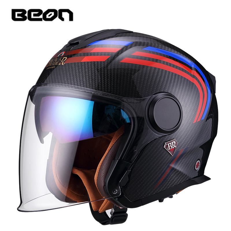 หมวกกันน็อคมอเตอร์ไซค์ BEON BR - Carbon Fiber Lightweight Motorcycle Helmet บทวิจารณ์และราคา