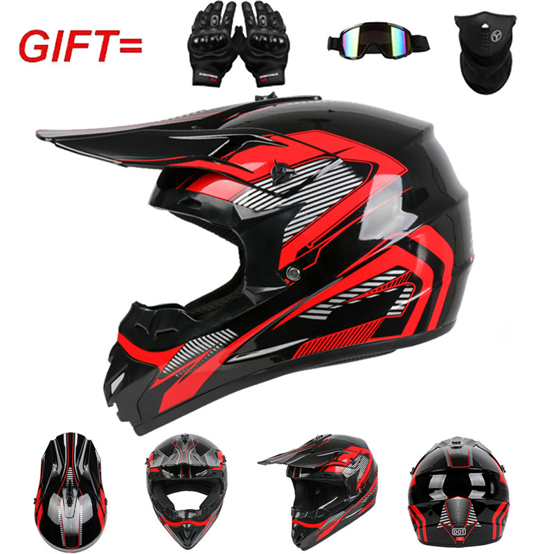 หมวกกันน็อคสำหรับรถจักรยานยนต์ - Off Road Motocross Helmet Goggles Set บทวิจารณ์และราคา