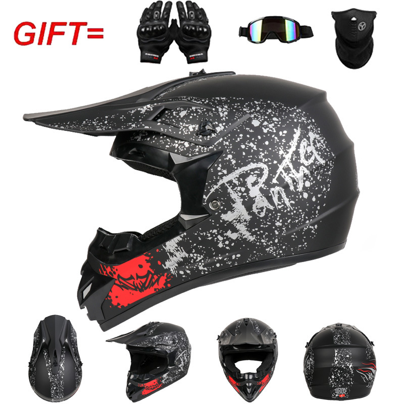หมวกกันน็อคสำหรับรถจักรยานยนต์ - Off Road Motocross Helmet Goggles Set บทวิจารณ์และราคา