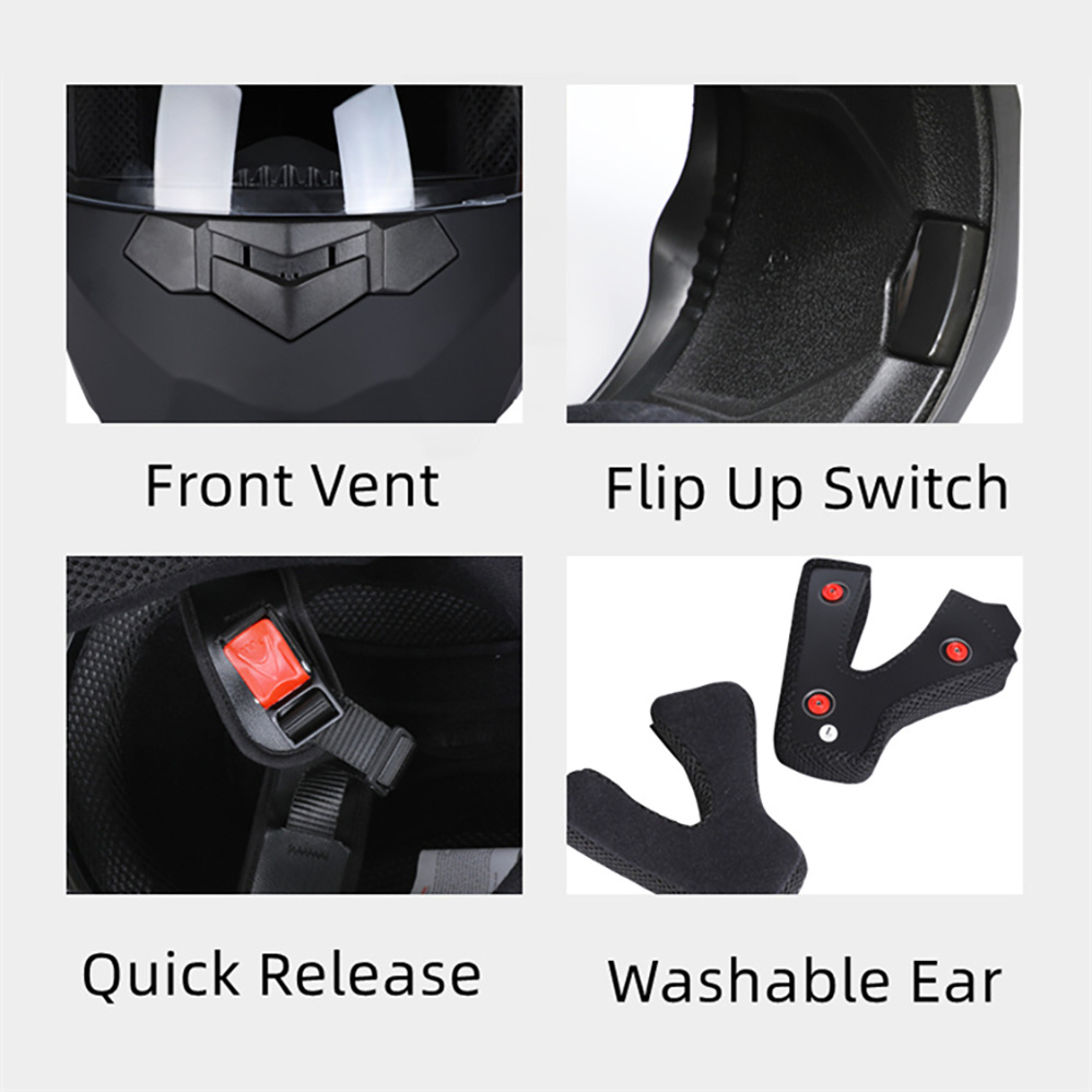 หมวกกันน็อคมอเตอร์ไซค์เลนส์คู่ - Modular Flip Up Motorcycle Helmet Dot Approved บทวิจารณ์และราคา
