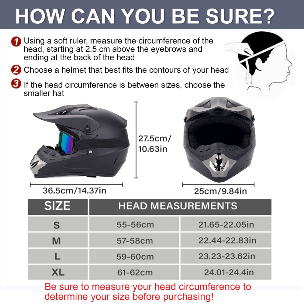 ชุดหมวกกันน็อคสำหรับมอเตอร์ไซค - Off Road Motocross Helmet Goggles Set บทวิจารณ์และราคา