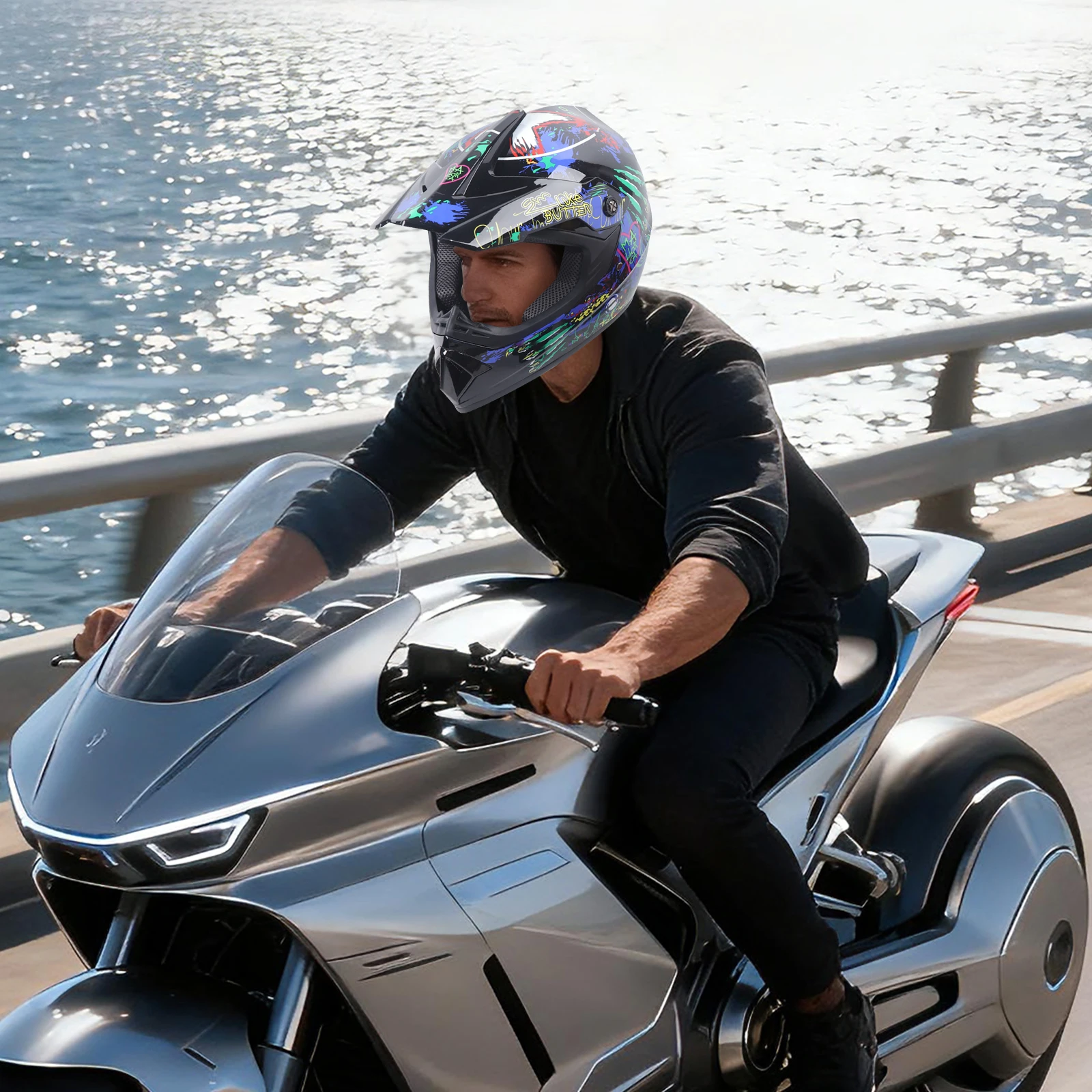 ชุดหมวกกันน็อคมอเตอร์ครอส, หมว - Off Road Motocross Helmet Goggles Set บทวิจารณ์และราคา