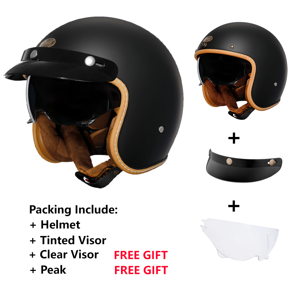 หมวกกันน็อคสกู๊ตเตอร์ไฟฟ้าแบบเ - Vintage Open Face Retro Helmet บทวิจารณ์และราคา