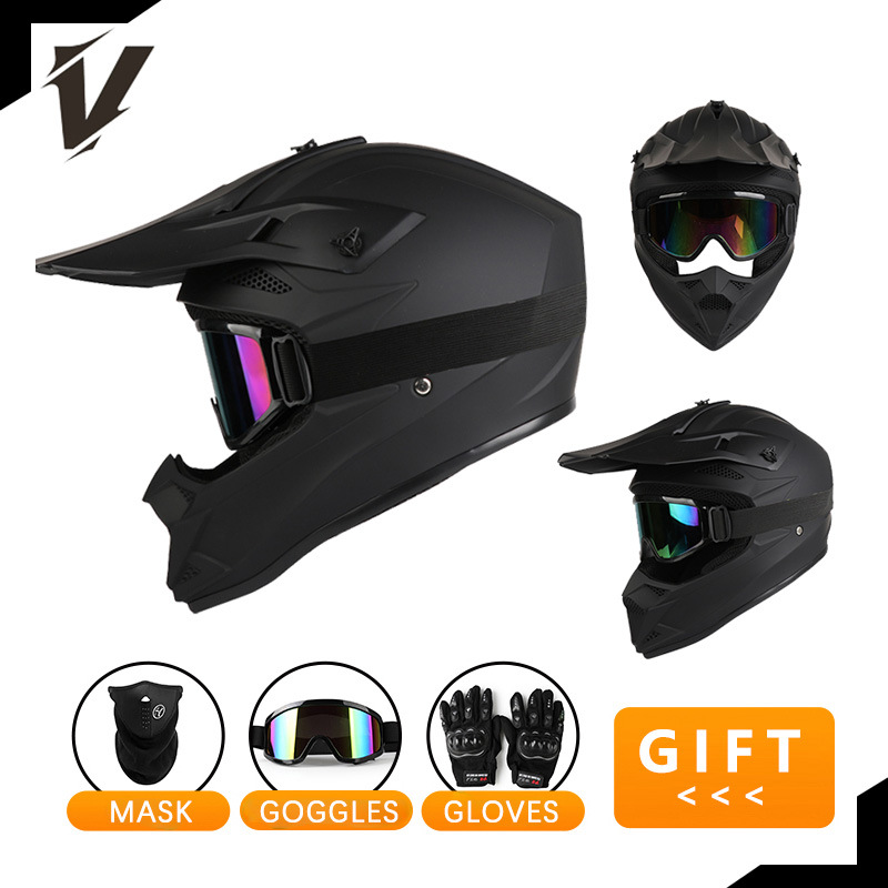 ชุดหมวกกันน็อคมอเตอร์ไซค์แบบออ - Off Road Motocross Helmet Goggles Set บทวิจารณ์และราคา