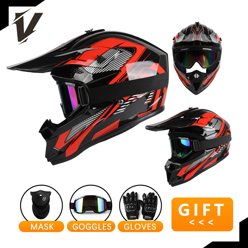 ชุดหมวกกันน็อคมอเตอร์ไซค์แบบออ - Off Road Motocross Helmet Goggles Set บทวิจารณ์และราคา