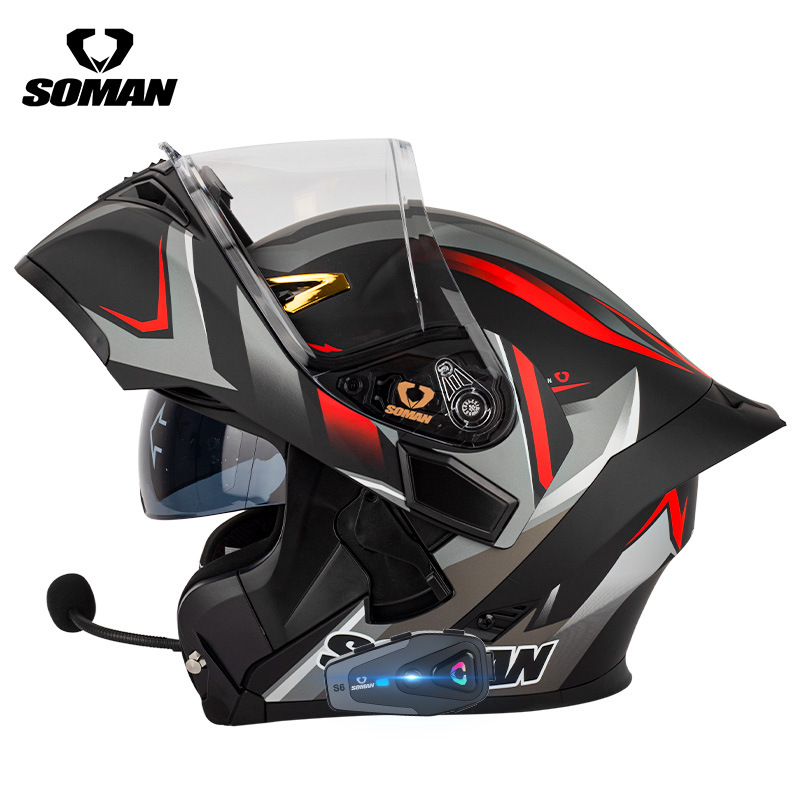หมวกกันน็อคมอเตอร์ไซค์แบบเปิดค - Dual Visor Motorcycle Racing Helmet บทวิจารณ์และราคา