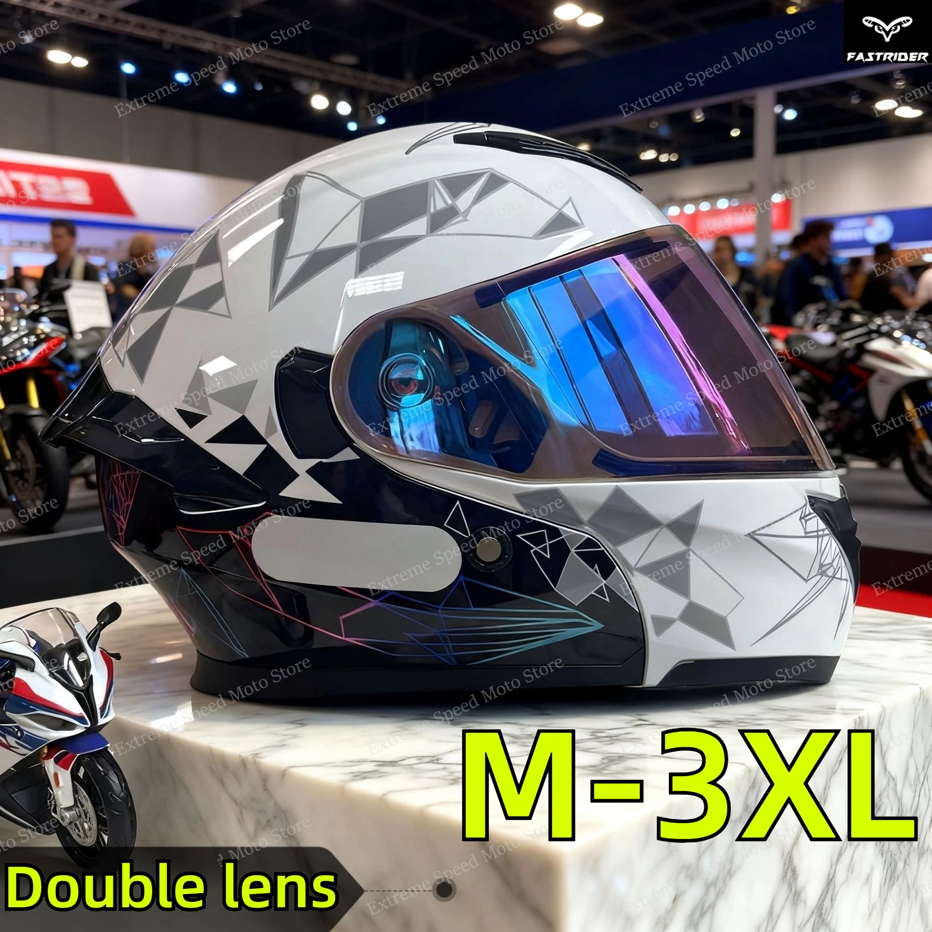หมวกกันน็อคมอเตอร์ไซค์แบบพลิกข - Dual Visor Motorcycle Racing Helmet บทวิจารณ์และราคา