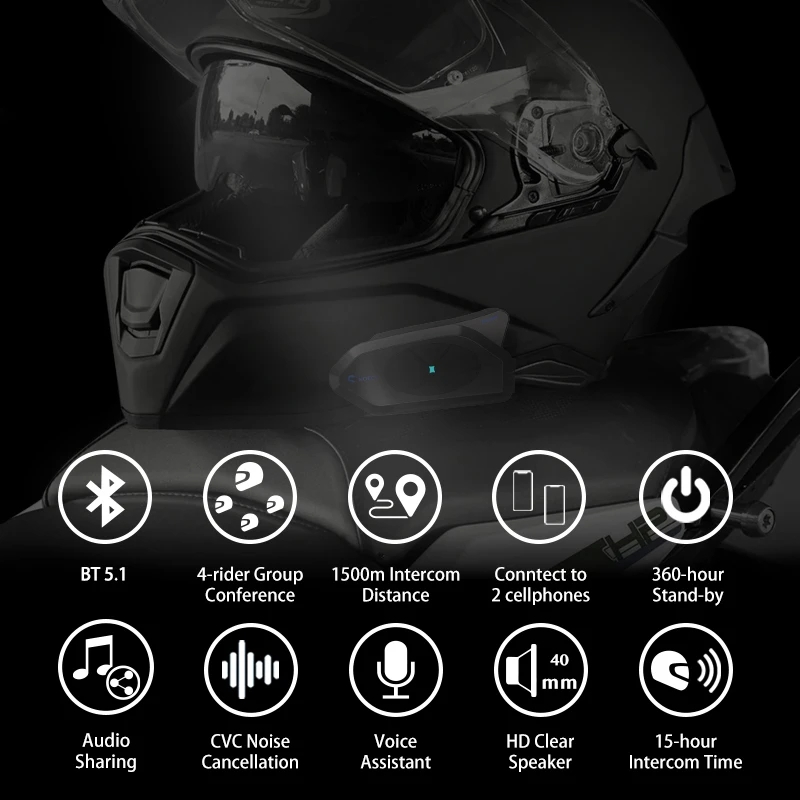 GOCOM4หมวกกันน็อคอินเตอร์คอมบล - Universal Motorcycle Helmet Intercom Headset บทวิจารณ์และราคา