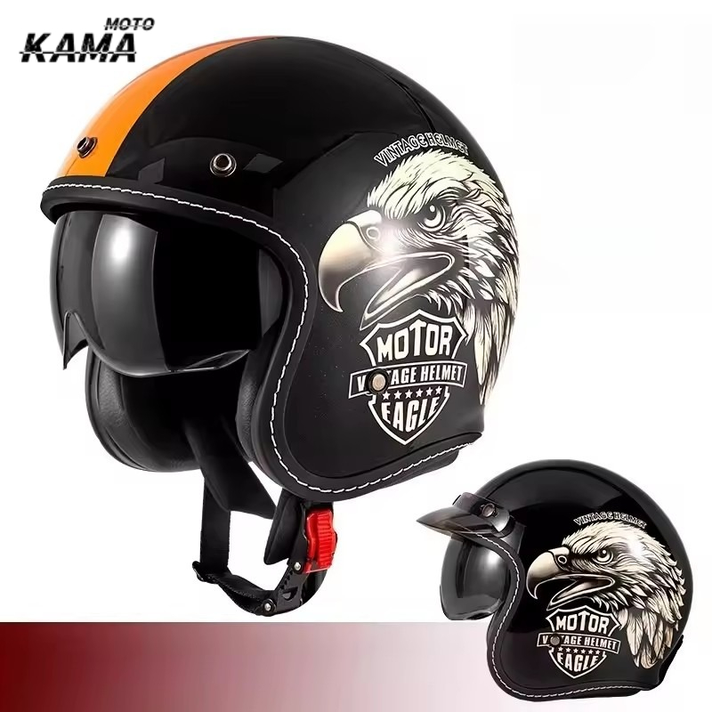 หมวกกันน็อคมอเตอร์ไซค์แบบเปิดห - Vintage Open Face Retro Helmet บทวิจารณ์และราคา