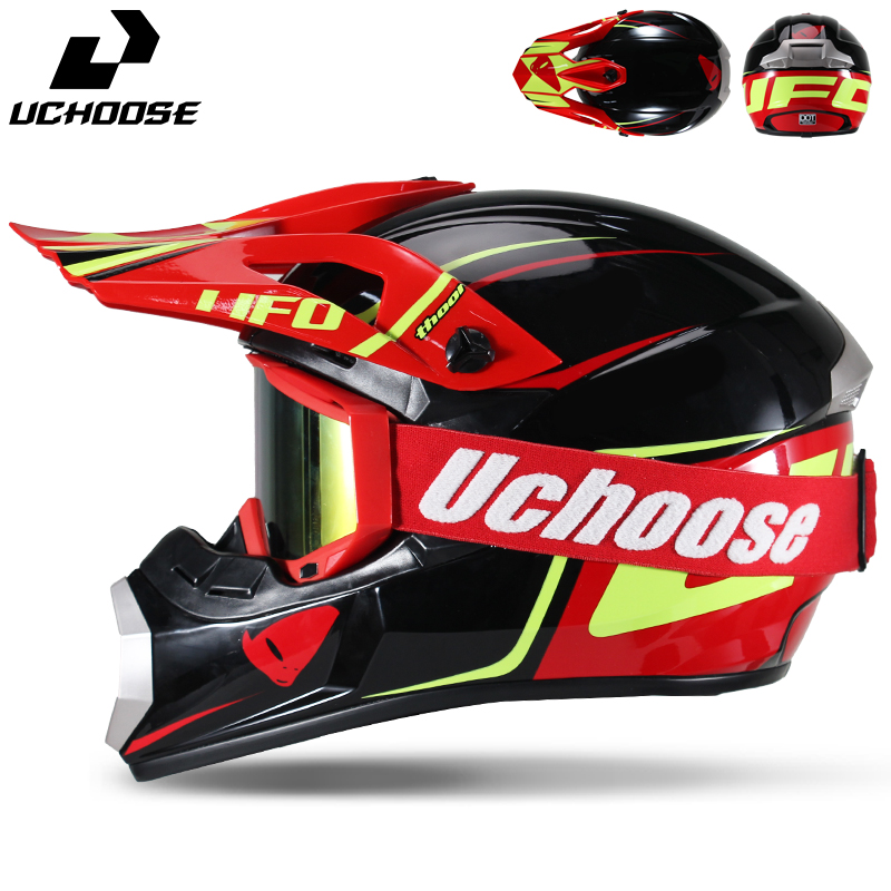 ชุดหมวกกันน็อคโมโตครอส Uchoose - Off Road Motocross Helmet Goggles Set บทวิจารณ์และราคา
